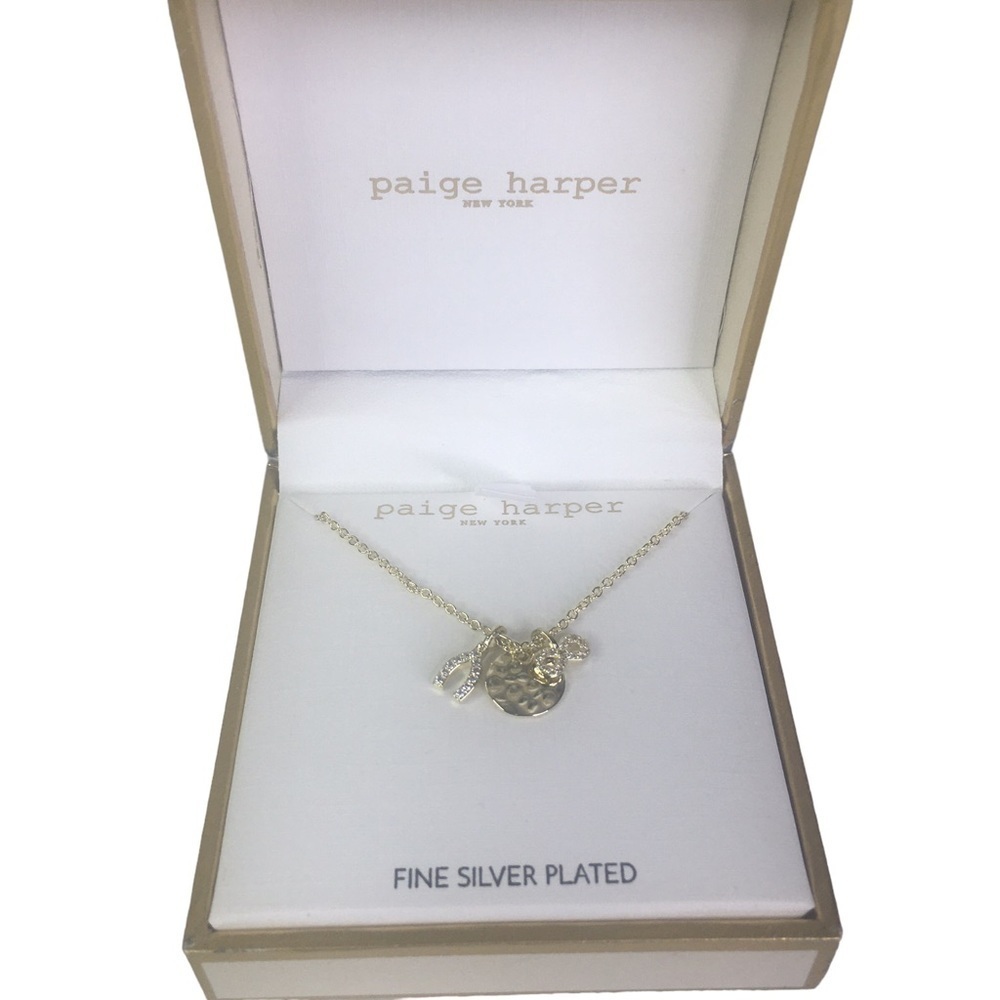 NEW PAIGE HARPER Gold Tone Fine Silver Plated Charms Chain Necklace Infinity